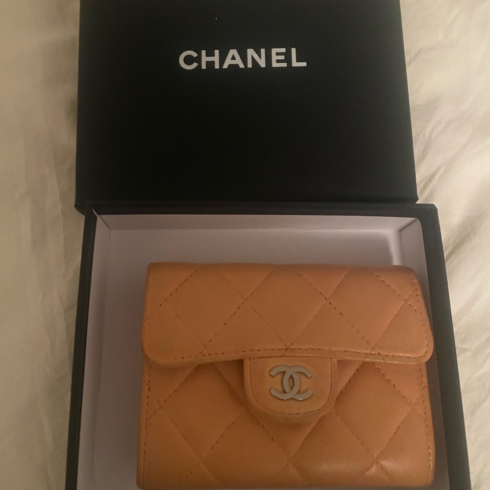 CHANEL Camel Quilted Wallet authentic